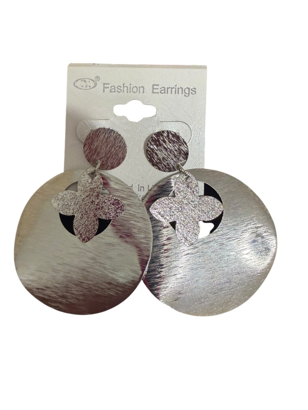 SILVER TEXTURED STATEMENT EARRINGS